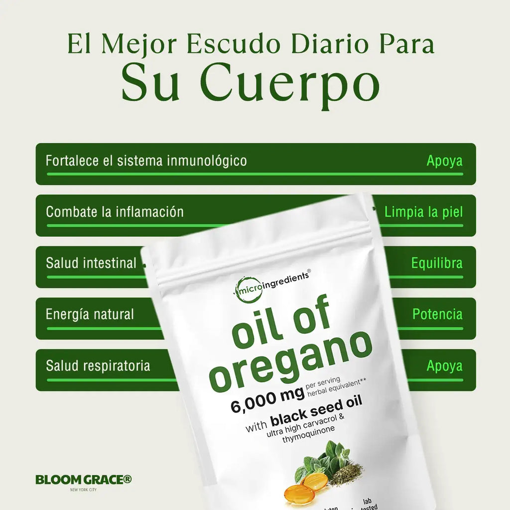 Suplemento de microingredientes: aceite de orégano, 90 cápsulas 💊