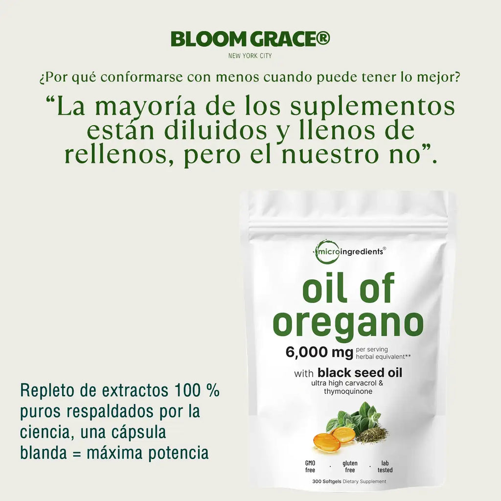 Suplemento de microingredientes: aceite de orégano, 90 cápsulas 💊