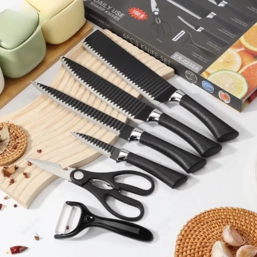 Cuchillos Profesionales 6 Piezas con Hojas de Acero Inoxidable que Cortan como Navaja