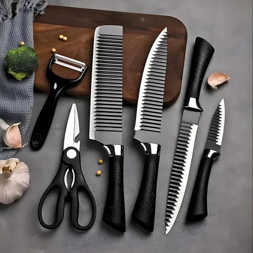 Cuchillos Profesionales 6 Piezas con Hojas de Acero Inoxidable que Cortan como Navaja