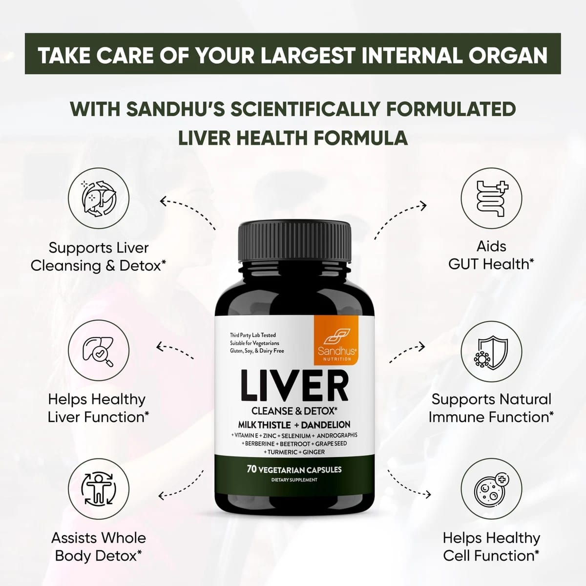 Detox Hepático Sandhu 70 Cápsulas  Limpieza Profunda del Hígado Graso y Desintoxicación Natural con Cardo Mariano y Diente de León | Energía Renovada y Bienestar Total💊