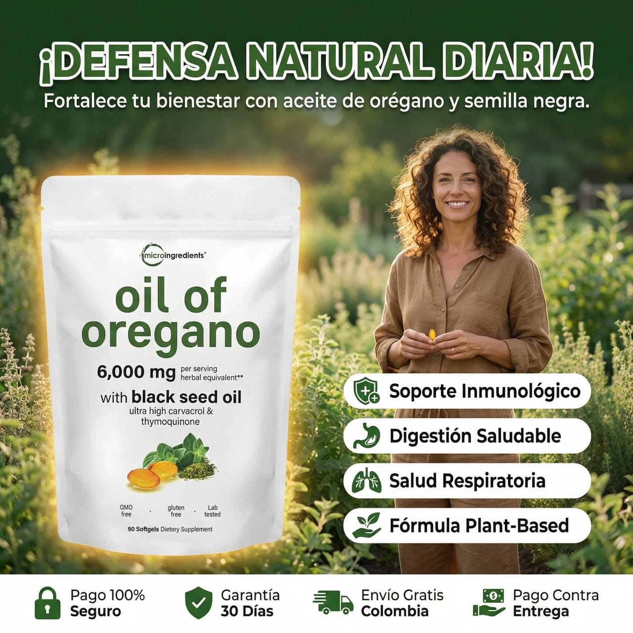 Suplemento de microingredientes: aceite de orégano, 90 cápsulas 💊