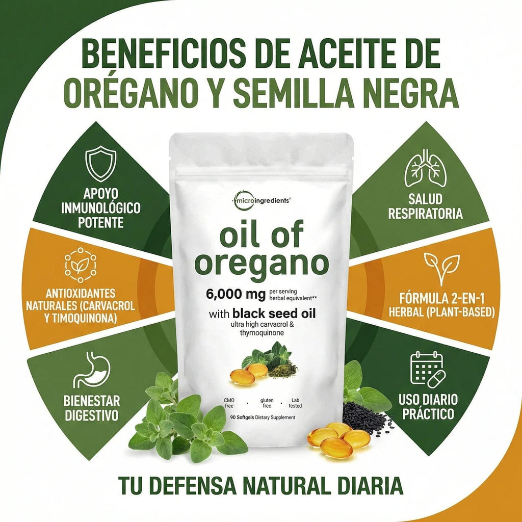 Suplemento de microingredientes: aceite de orégano, 90 cápsulas 💊